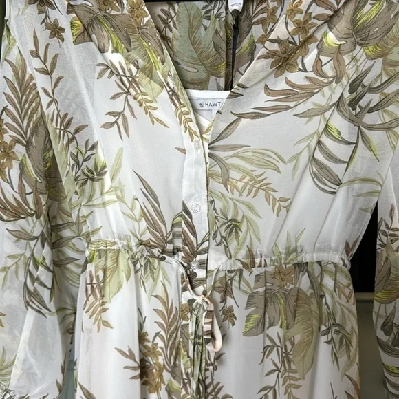 NWT 41Hawthorn White Button Front Sheer Dress with White Slip - Breezy - Picture 2 of 4